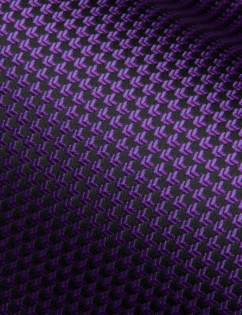 Dubulle Mens Black Purple Striped Tie WOVEN Necktie for Men and Handkerchief Cufflinks Set Wedding Formal Business - Image 3